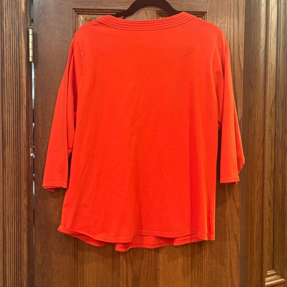 Coldwater Creek $50 Red 100% Supima Cotton V-Neck 3/4 Sleeve Top XL - Picture 9 of 9
